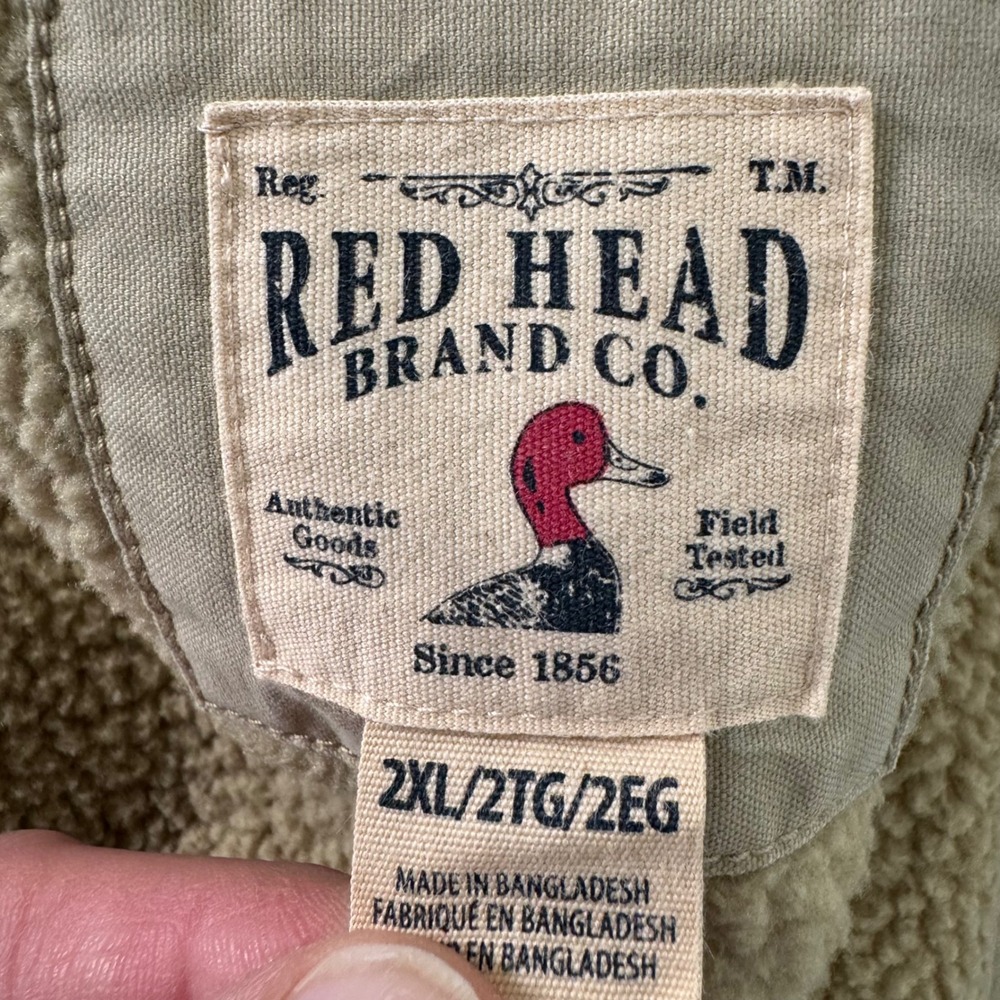 Red Head Men's 2XL Sherpa Lined Utility Vest Beige Full Zip Outdoor Workwear - Picture 4 of 9